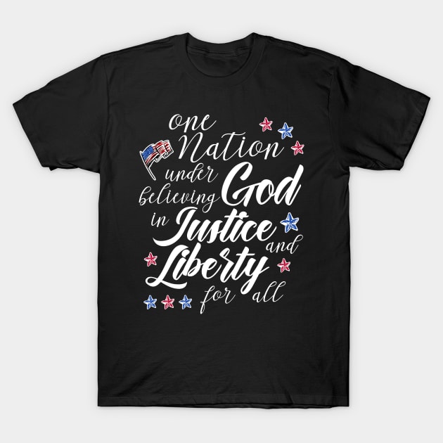 nation under believing god 4th of July outfit T-Shirt by jodotodesign